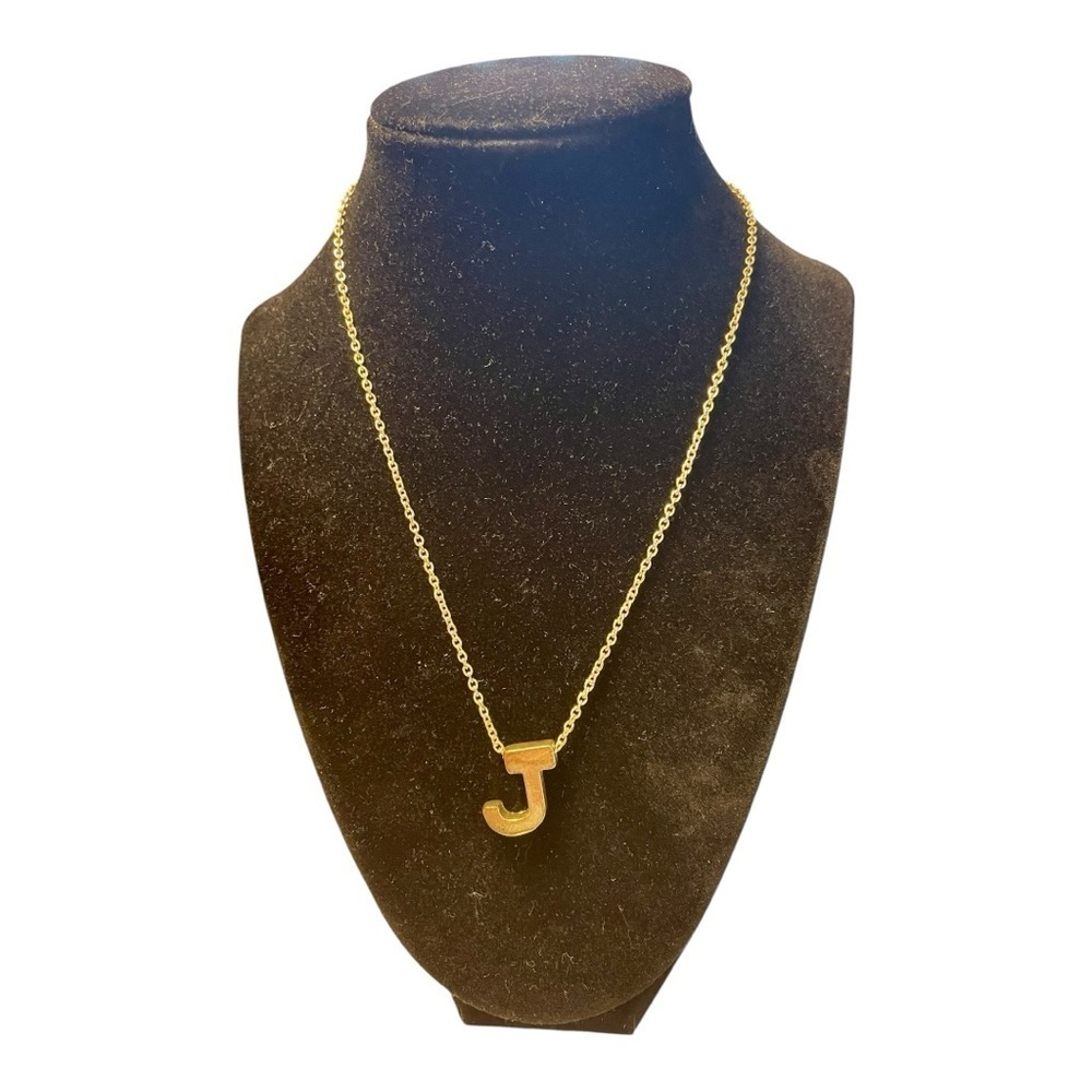 Two (2) Bubblestyle Initial "J" Necklaces, Gold Filled, 16+ Chain, 3/4" J.